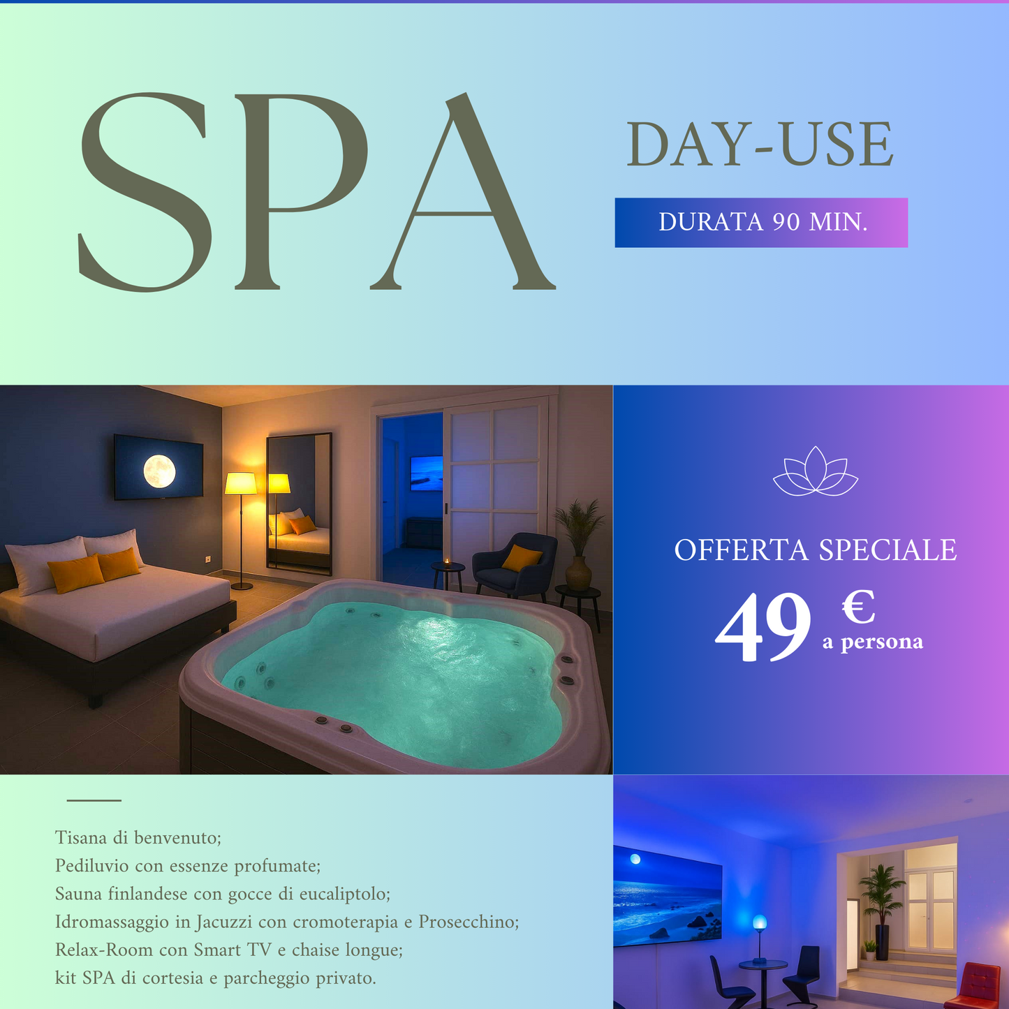 1 - SUPER PROMO COPPIA: DAY-USE SPA CON SAUNA,JACUZZI & RELAX